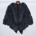 OFTBUY Thick Loose Three Quarter Sleeve Winter Jacket Women Real Fox Fur Coat Bat Style Whole Fox Fur Outerwear Fur Jacket