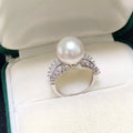 R1025 11-12mm Natural Freshwater Pearl Ring Accessory 925 Sterling Silver Adjustable Size Engagement Jewelry Ring for Women