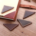 Customized Logo Handcraft Genuine Leather Triangle Bookmark Paper Book Clip Corner Page Marker for Book Teacher Reader Gift