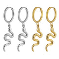 Waterproof Tarnish Free Jewelry Textured Serpent Chunky Earring Stainless Steel 18K Gold Plated Snake Huggie Hoops Earrings