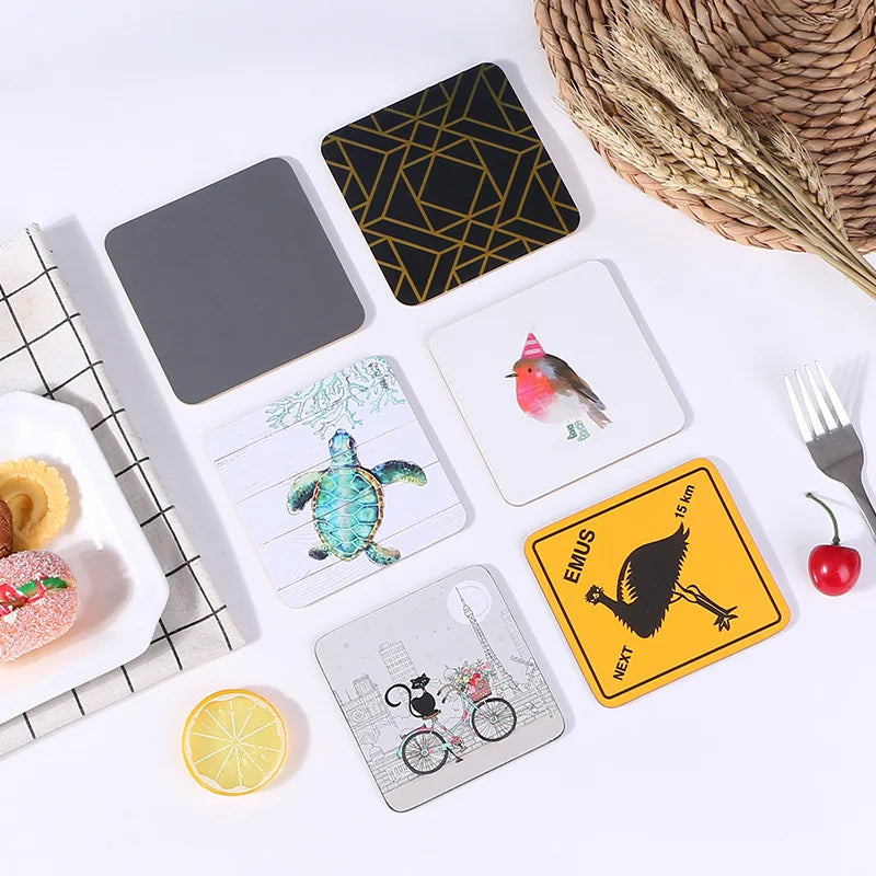 Promotional Cheap Heat Resistant Waterproof Custom Printed Silk Screen Printed Bar Coasters Square Placemats