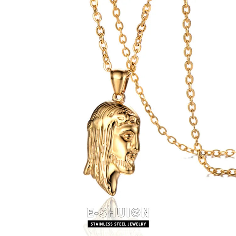 All Saints' Day Jewelry Gold Plated Portrait Pendant Necklaces for Men Women