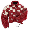YSJY Wholesale Winter Warm Acid Wash Vintage Checkerboard Color Leather Starfruit Padded Heavy Jacket for Unisex