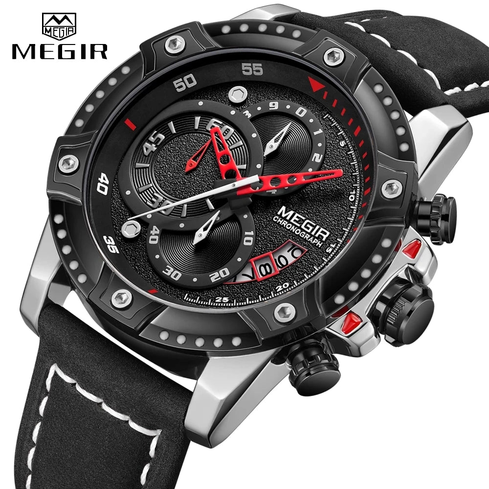 MEGIR 2130 Mens Watch Top Luxury Quartz Watches Men Wrist Fashion Waterproof Chronograph Casual Clock Wristwatches Reloj Hombre