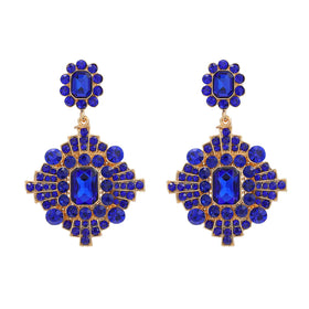 JL18427 Trendy Colored Diamonds Exaggerated European and American Earrings Women's Multi-layer Geometric Full Diamond Earrings