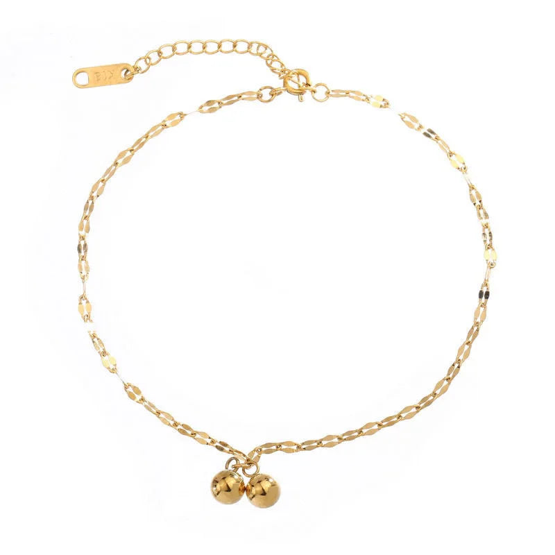 AA00593 New Small Ball Full of Stars Stainless Steel Anklet Ins Simple Gold-plated Non-fading Anklet for Women