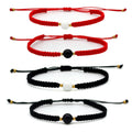 Hotsale Wholesale Handmade Black Agate Bead Cord Adjustable Braided Couple Bracelet