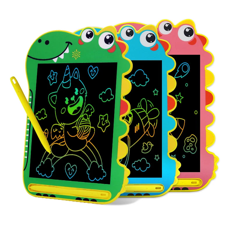 Cartoon Dinosaur Shape  Education Board Colorful Doodle Tablet Electric Writing Memo Drawing Digital Pad Kid LCD Magic 8.5