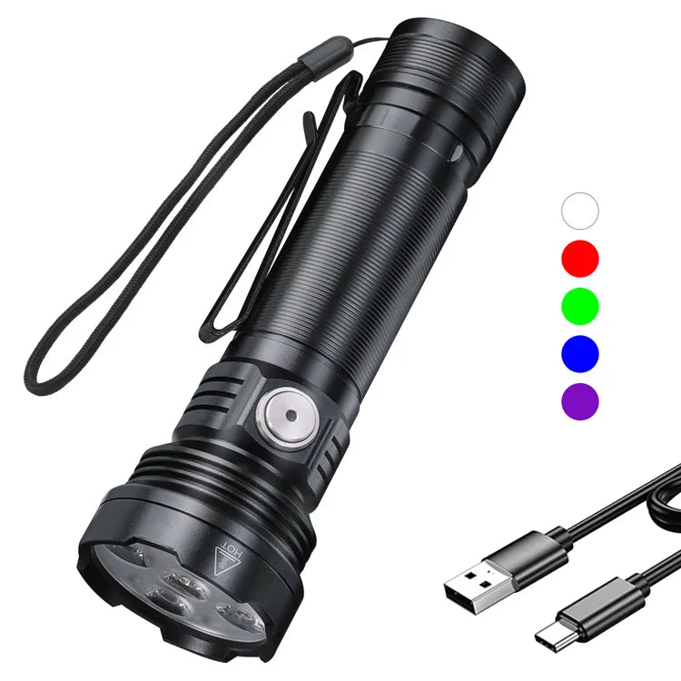 Boruit ET28 Rechargeable Led Torch Aluminum Alloy Portable Type-C Charging Multicolor Light Two-Way Clip Lampe Torche