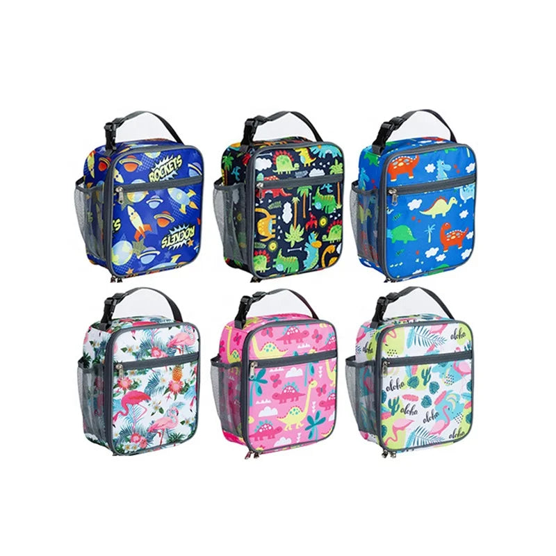 Eco-Friendly Oxford Insulated Lunch Cooler Bags Different Cartoon Custom Lunch Bags for School Kids