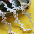 1 Yard White Cotton Embroidered Floral Lace Edge Trim Ribbon DIY Sewing Wedding Dress Craft