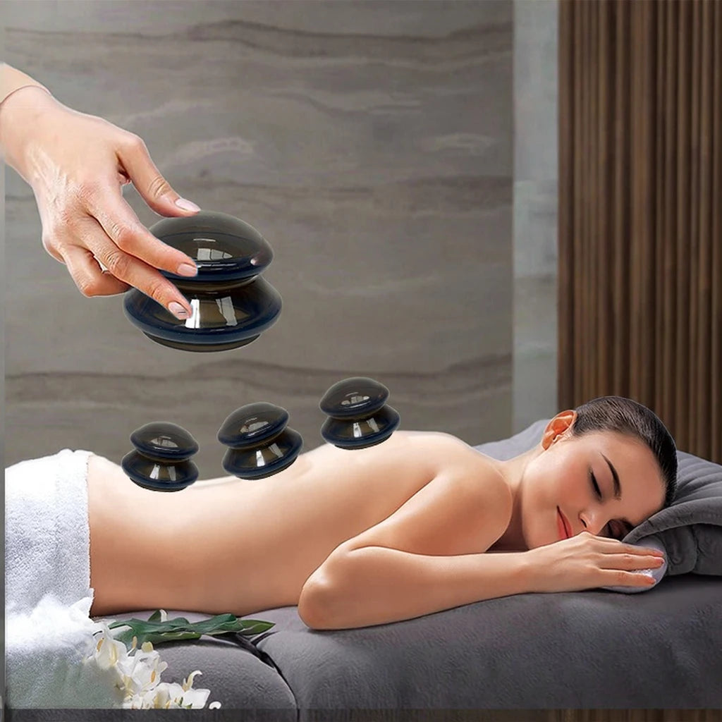 4Pcs Warehouse Advanced Silicone Professional Cupping Set Chinese Massage Cups for Cupping Therapy and Cellulite Reduction