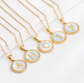 Trendy 18K Gold Plated Stainless Steel Minimalist 26 A-Z Letter Alphabet Initial White Shell Pendant Link Chains Unisex Gift