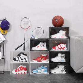 Hot Drop Front Plastic Shoe Box Transparent Shoe Sneaker Clear Shoe's Boxes Container Wholesale