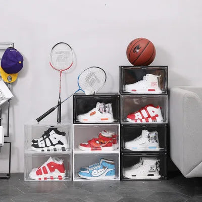 Hot Drop Front Plastic Shoe Box Transparent Shoe Sneaker Clear Shoe's Boxes Container Wholesale