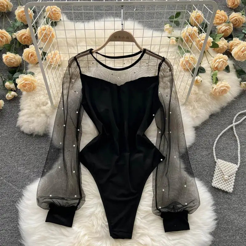 Patchwork Casual Knitting Bodysuits Spring High Waist Tights Body Suits Ladies Sexy Rompers One Piece Wholesale