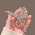 Super Sparkling Rhinestone Butterfly Clip Back of Head Hairpin Diamond Butterfly Hollow Hair Clip Crystal Shark Hair Claw Clip