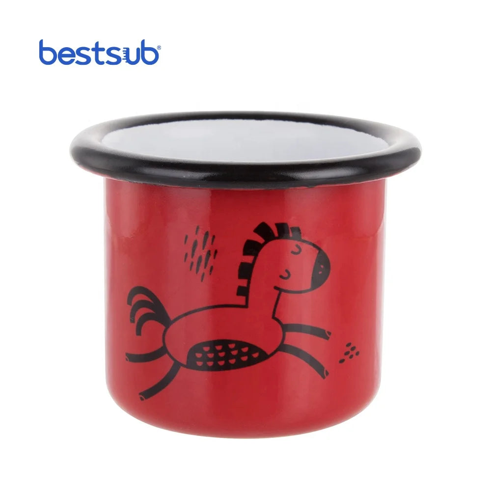 Bestsub Wholesale 3oz/100ml Red Custom Sublimation Blanks Stainless Steel Travel Sport Coffee Enamel Camping Mugs