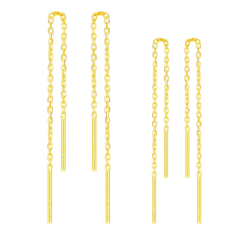 2020 Women's Trendy 925 Sterling Silver Gold Plated Drop Earrings Long Dangle Jewelry for Weddings Parties & Gift 2 Pairs