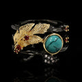 European and American Popular Jewelry New Elegant Inlaid Turquoise Engagement Ring