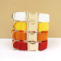 High Quality Corduroy Dog Collar Personalized Laser-Engraved Striped Pattern Breathable Adjustable Metal Buckle Pet Supplies