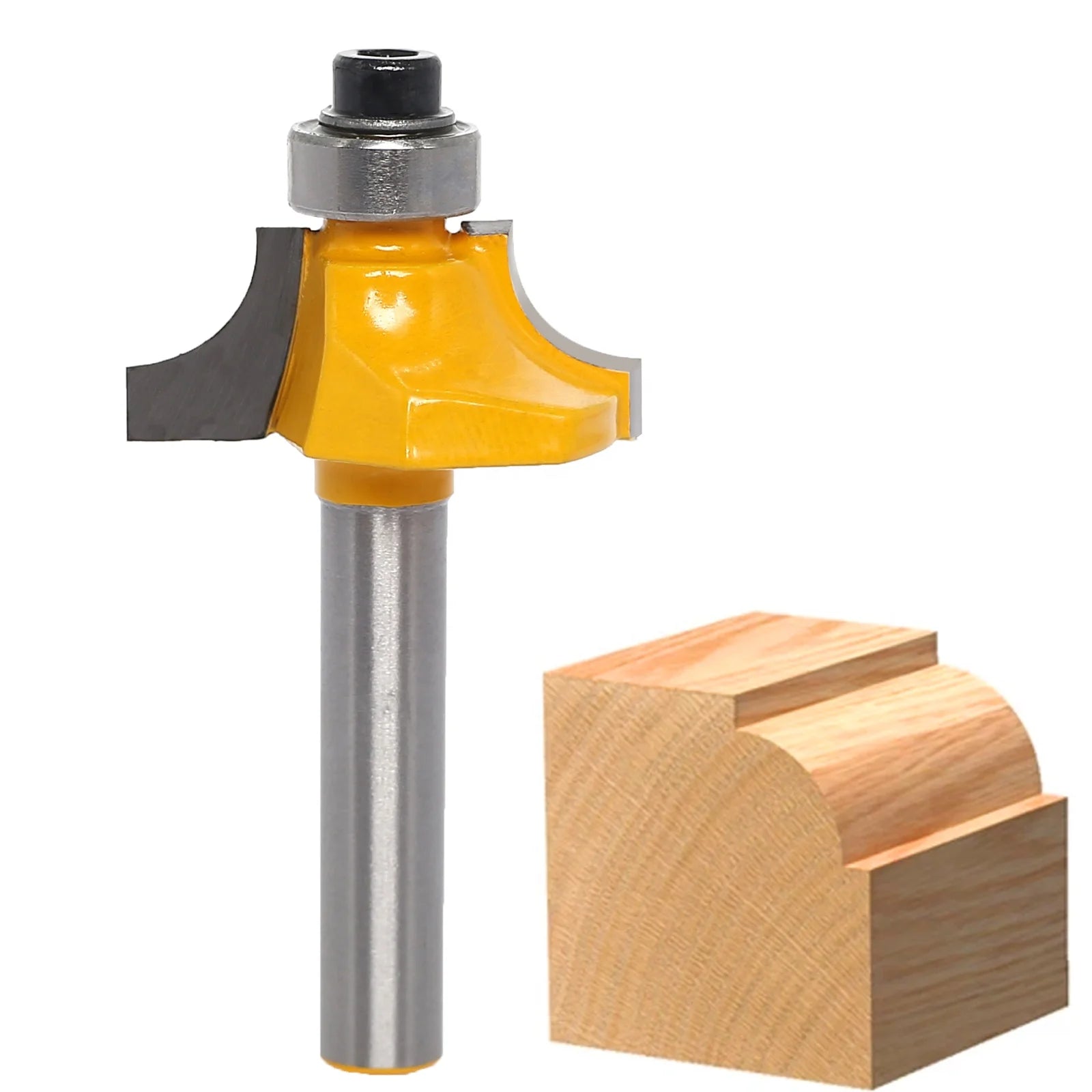 Bead Router Bit 1/4" Radius Round-Over Beading Edging Cutter for Wood Profiling Molding Ball Bearing Guided Two Flute 1/4 Shank
