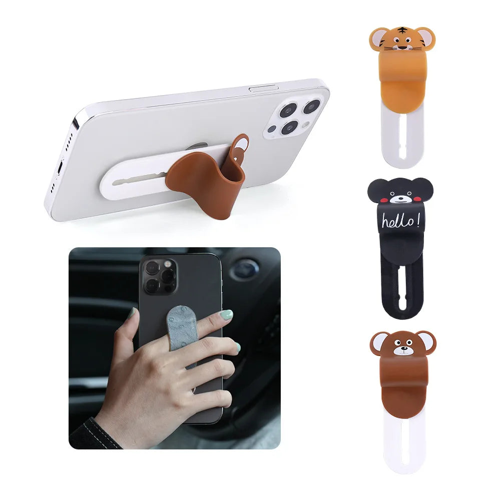 Ultra-Thin Phone Grip Non-Slip Phone Strap Holder for Hand Finger Strap for Phone Momostick Cartoon Bear Smartphone Holder