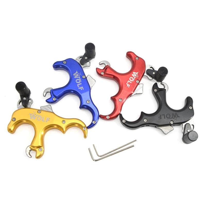 Archery Shooting Compound Bow Accessories Automatic Release Aid Recurve Aluminium Alloy 4 Finger Arrow Hunting