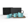 DHPO 800ml Ceramic Travel Tea Set for On-the-Go Including Luxury Wooden Lid and Suitcase