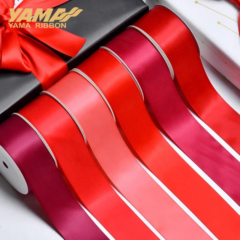 100% Polyester Double Face Satin Ribbon Roll 38mm Wide in Red for Gift Wrapping