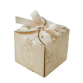 Yiwu Suppliers Folding Cheap Empty Wedding Favors Souvenir Gold Print square Beige champagne Candy Sweets Paper Boxes