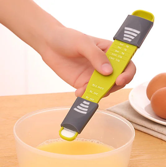TRP Adjustable Double Head Measuring Spoon with Scale for Baking and Coffee Kitchen Utensil Set with Durable Plastic Handle