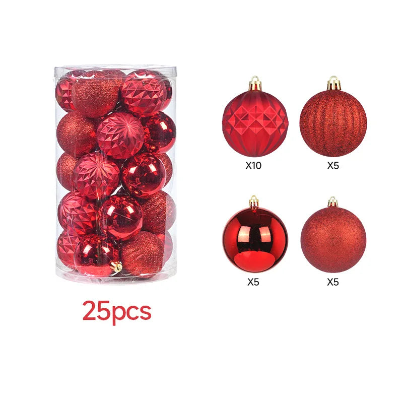 25Pcs Multicolor Christmas Balls Ornaments Set Shatterproof Plastic Baubles for Xmas Tree
