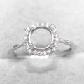 Sterling Silver 7*7mm Semi Mount Ring Empty Frame Blank Support Claw Setting S925 Base Holder Without Center Stone for DIY Inlay