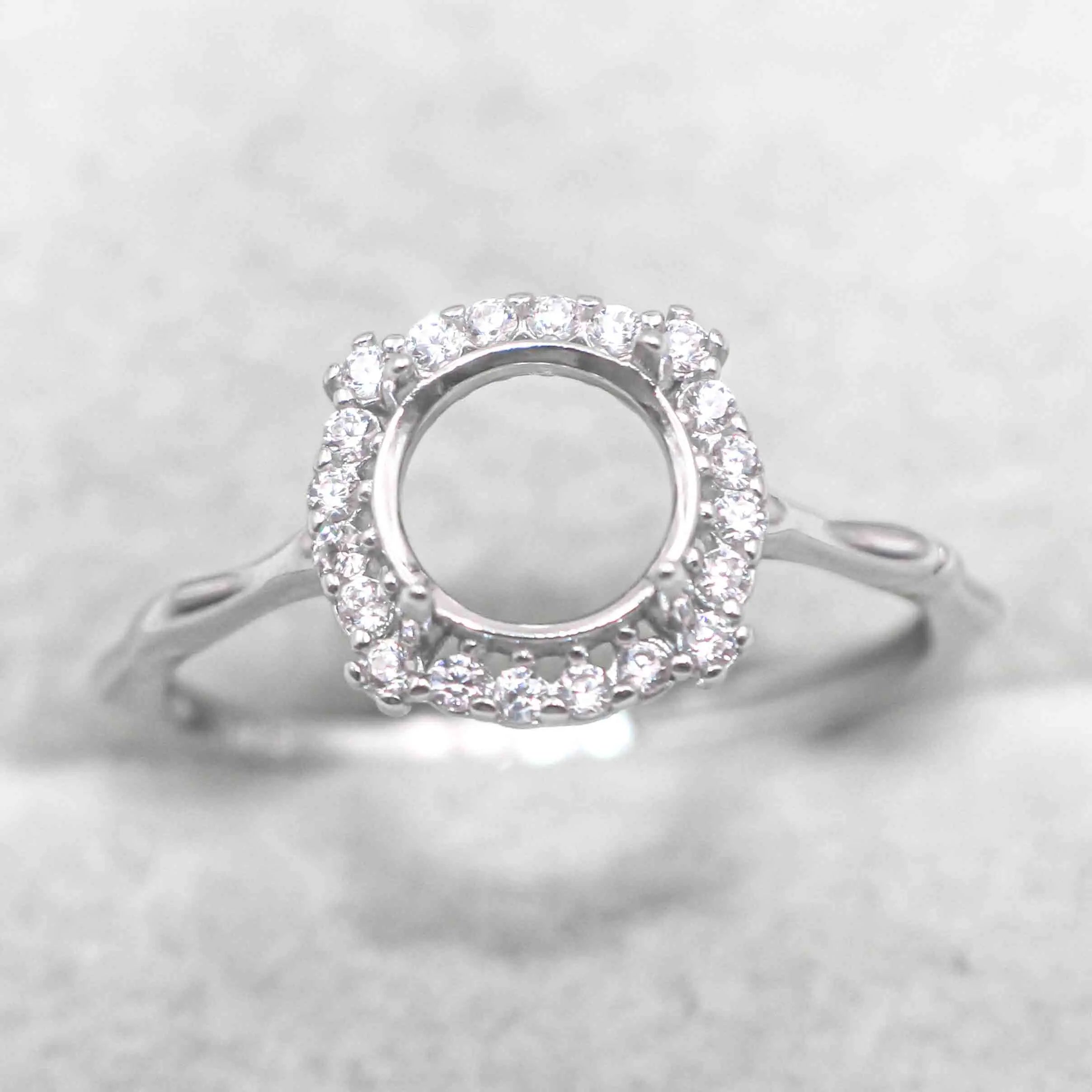 Sterling Silver 7*7mm Semi Mount Ring Empty Frame Blank Support Claw Setting S925 Base Holder Without Center Stone for DIY Inlay