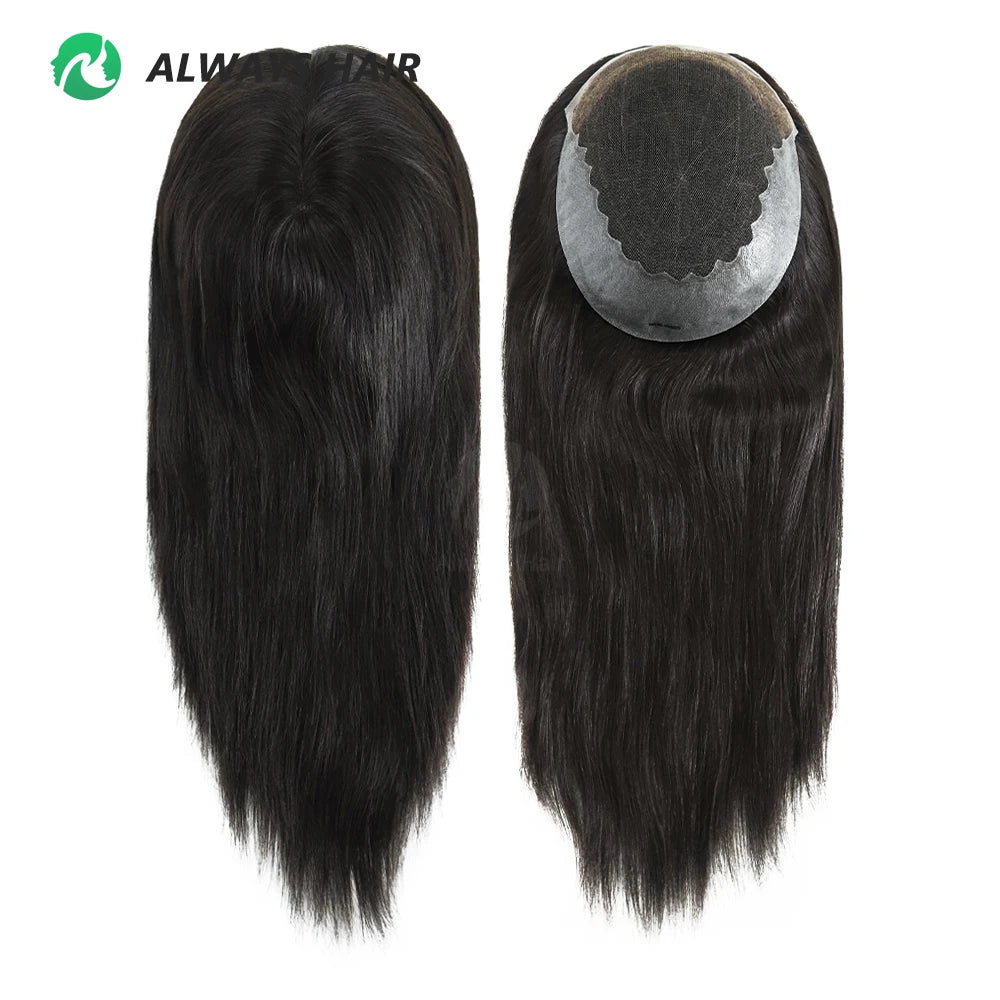 Bleach Knots in Front Hair Topper 7x9" Straight Toupee Women Hairpieces for Lady Burman Remy Hair