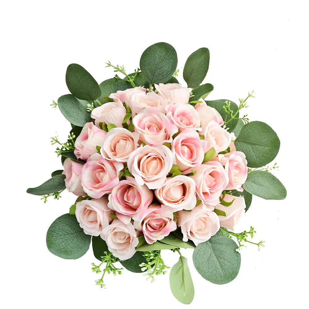 2024 Eucalyptus Wedding Decoration Supplies Wholesale Bridal Bride Bridesmaid Holding Silk Artificial Flower Wedding Bouquet