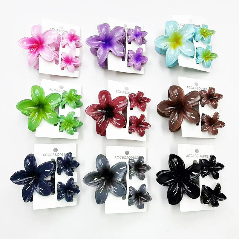 Wholesales Egg Flower Hair Clip Set Gradient Color Combo Flower Hair Claw Fashion Vacation Hair Accessories for Daily Use