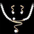 Classic Retro Clavicle S-shaped Pearl Earrings Necklace Jewelry Set Women