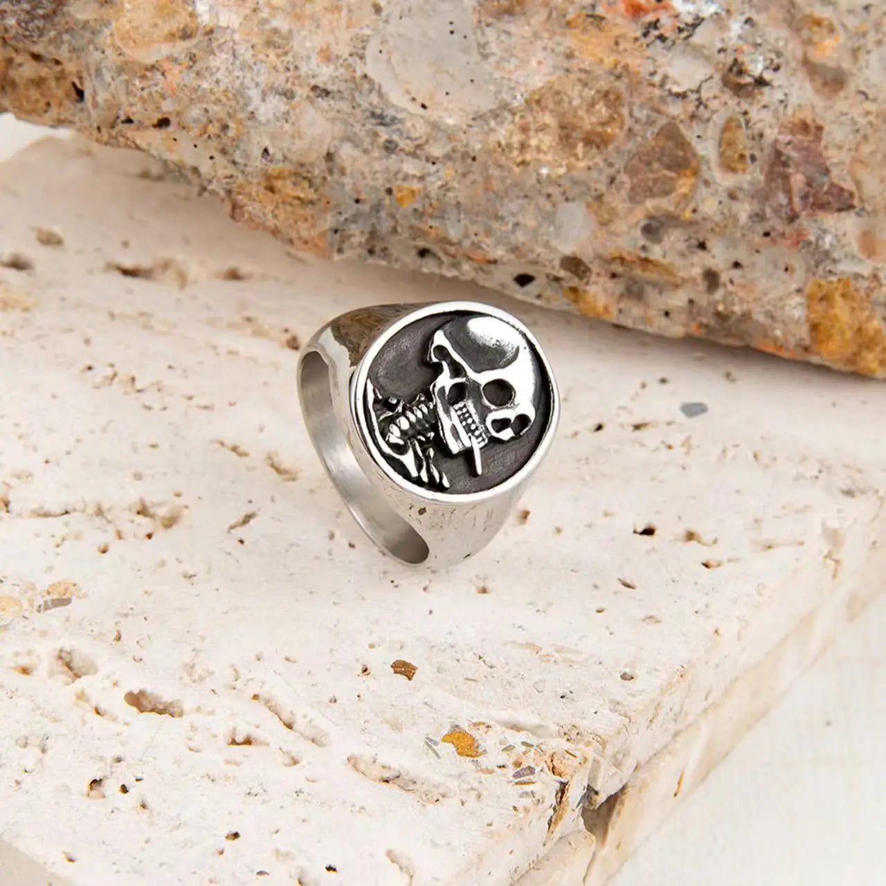 2024 New Jewelry Fashion Fine 316l Stainless Steel Signet Punk Skull Head Rings for Men