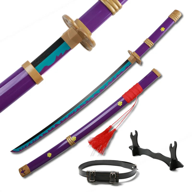 104cm/41in Zoro Katana Sword Cosplay Anime Cosplay Weapons Enma White Nidai Kitetsu with Sword Holder and Belt