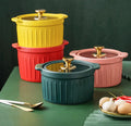 Factory Direct Sales Nordic INS Color Glaze Ceramic Casserole Simple High Temperature Open Flame Household Ceramic Soup Pot