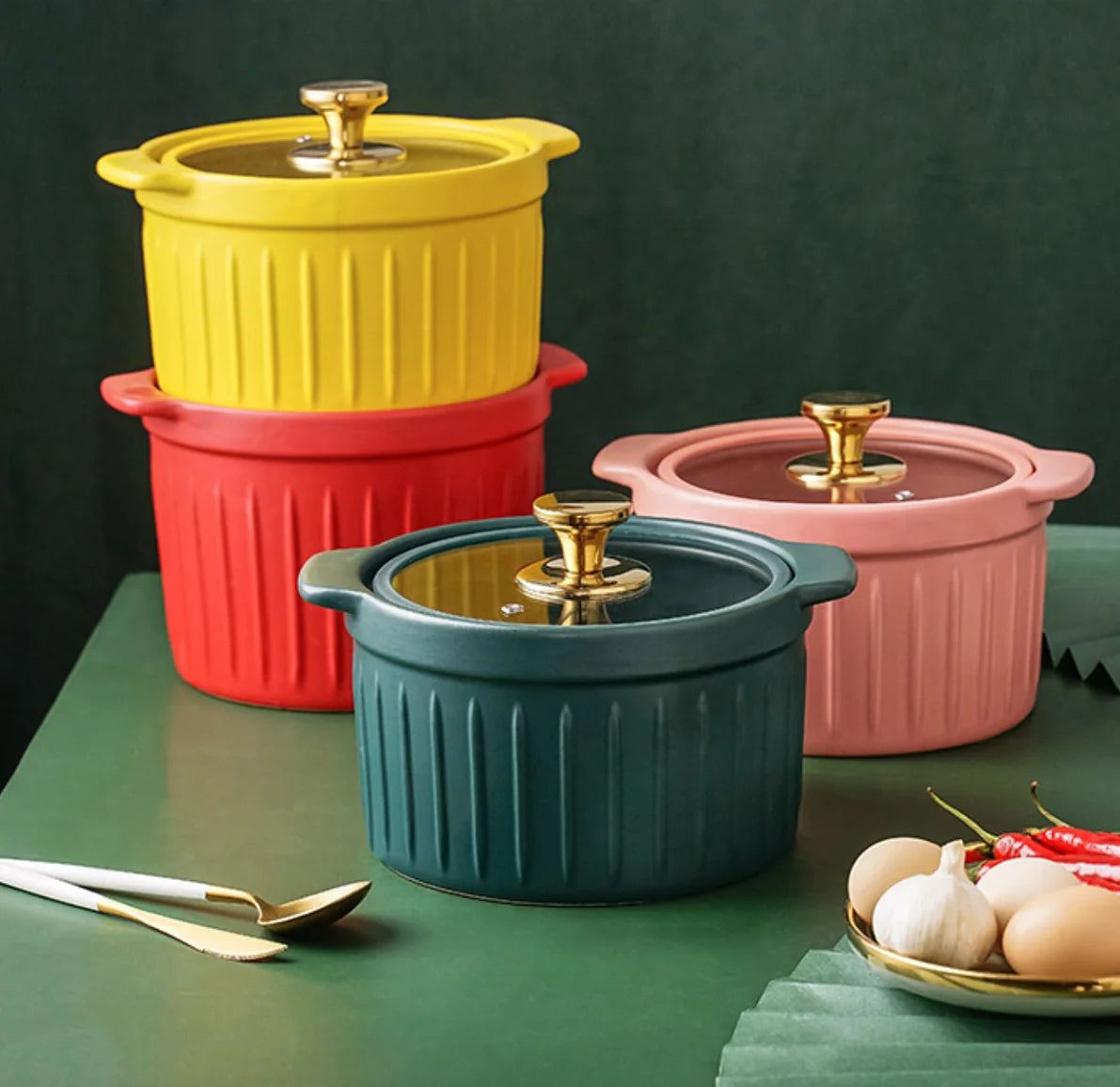 Factory Direct Sales Nordic INS Color Glaze Ceramic Casserole Simple High Temperature Open Flame Household Ceramic Soup Pot