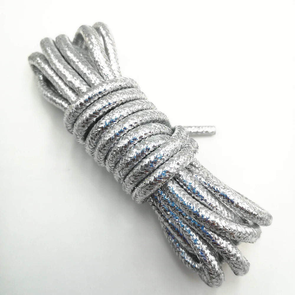 Maoyuan High Quality Glitter Metallic Silver Luminous Embroidery Logo 5mm Width Sport Style Multi-Colored Polyester Shoe Laces