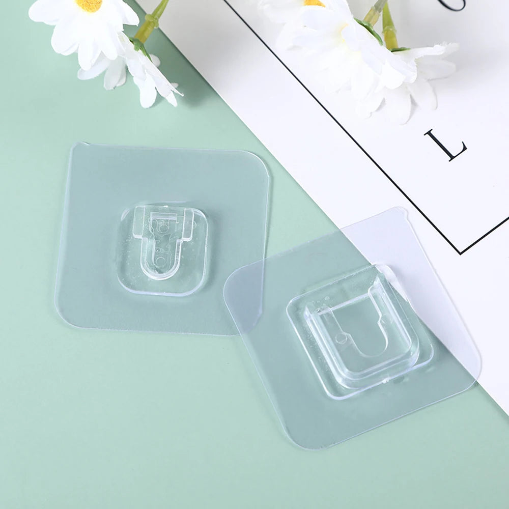 Transparent Metal Storage Suction Cup Sucker Hook Double-Sided Adhesive Wall Hooks for Bathroom and Living Room