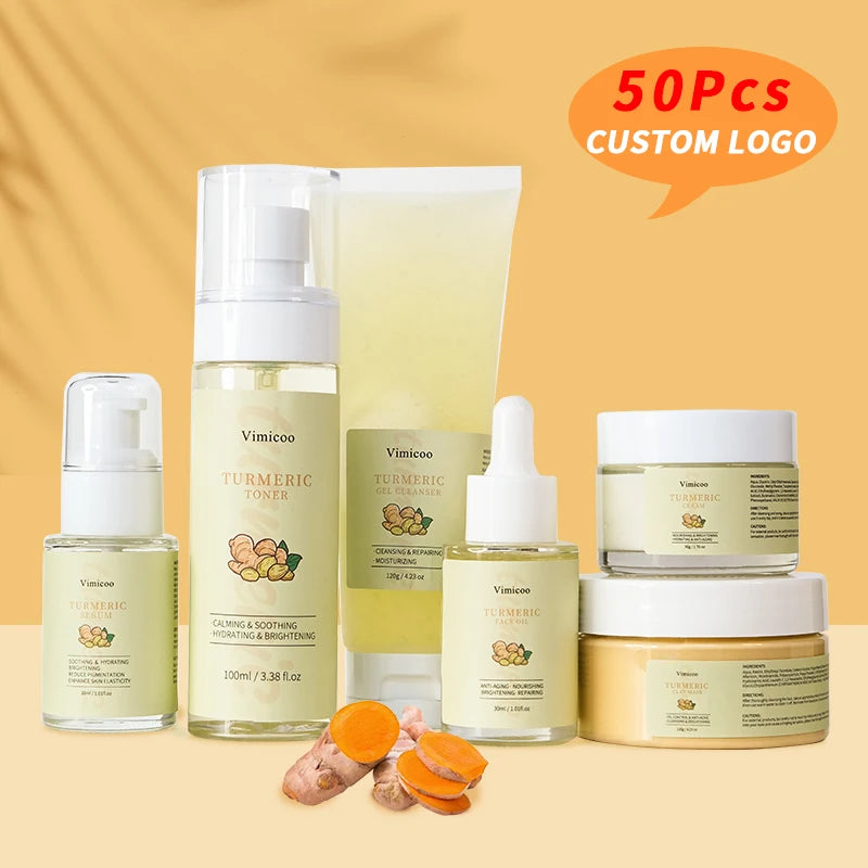 Cosmetic Manufacturer Private Label Natural Organic Beauty Tumeric Facial Skincare Anti Aging Turmeric Face Skin Care Set