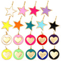 Star Coin Heart Enamel Charm Neon Pink Orange Turquoise Blue Oil DroppedReal Gold Plated Necklace Bracelet Pendant L19 M81