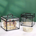 8.7x8.7x7in Clear Crown Case Upgraded Large Clear Makeup Train Case Lockable Crown Travel Box for Pageants