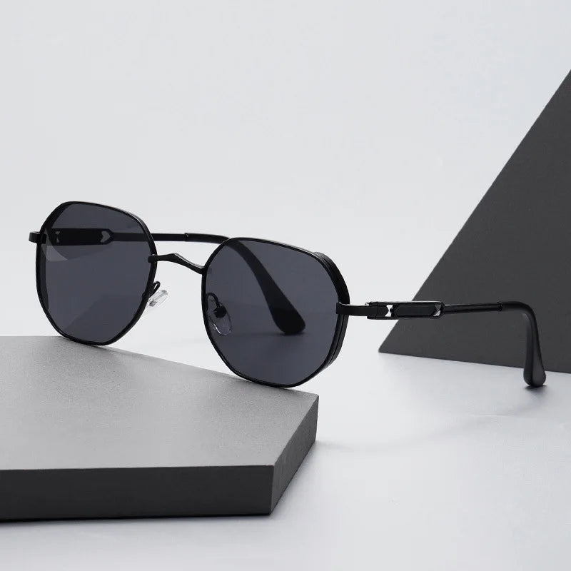 Personality Women Mens Polygon Shades Metal Frame Driving Outdoor Sun Glasses UV Protection Steampunk Sunglasses