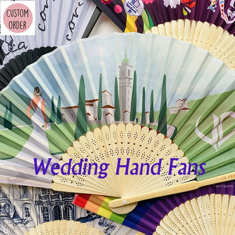 Good Quality Eco-Friendly Carved Music Bamboo Hand Fans Custom Printed Folding Hand Fan